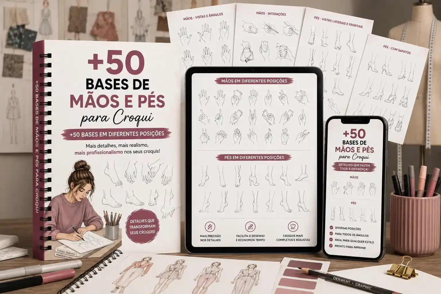 Mockup do bônus +50 Bases de Mãos e Pés